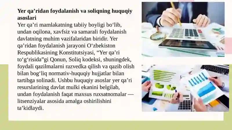 Yer qaridan Foydalanganlik uchun soliqning to’lovchilari tartibi 3