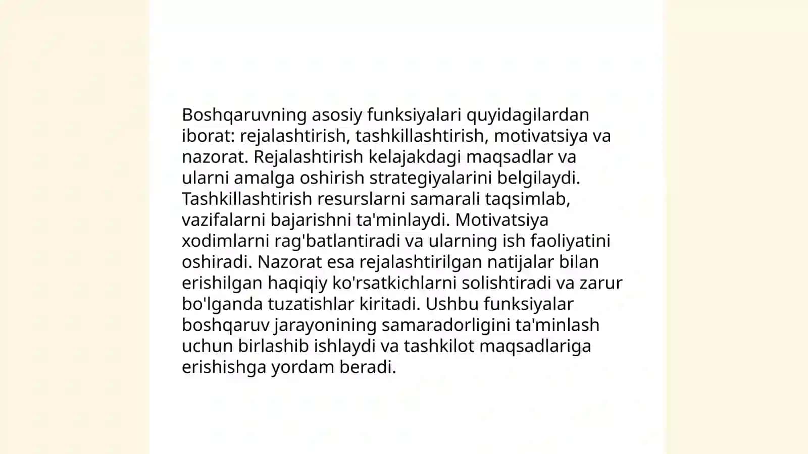 Boshqaruv funksiyalari va tamoyillari. Boshqaruv usullari va uslublari 3