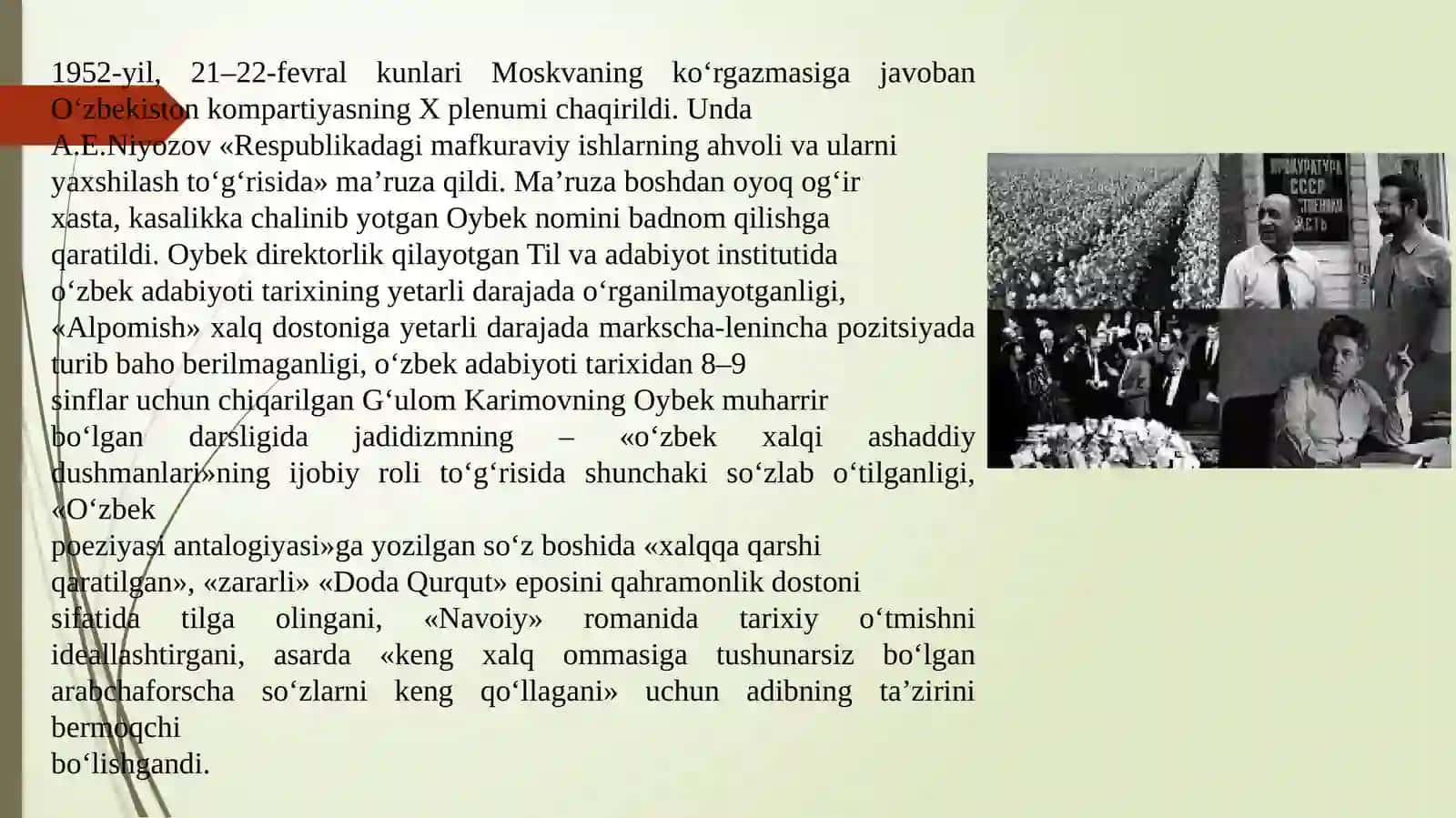 Qayta qurish yillarida O‘zbekistonda ijtimoiy-siyosiy hayot. ,,Paxta ishi’’, ,,O‘zbeklar ishi’’ 3