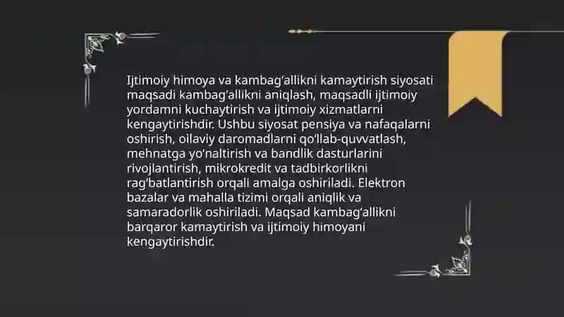 Oʻzbekistonda ijtimoiy sohada amalga oshirilayotgan oʻzgarishlar mazmun va mohiyati 3