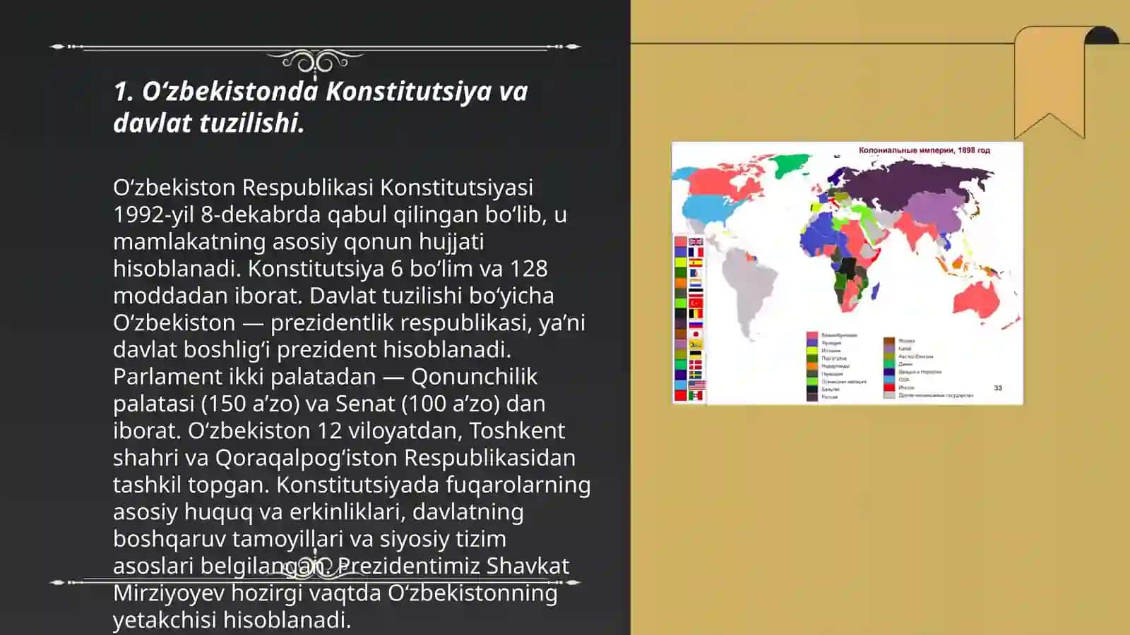 O‘zbekiston demokratik, fuqarolik jamiyati asoslarining shakllanishi, amalga oshirilgan siyosiy islohotlar 3