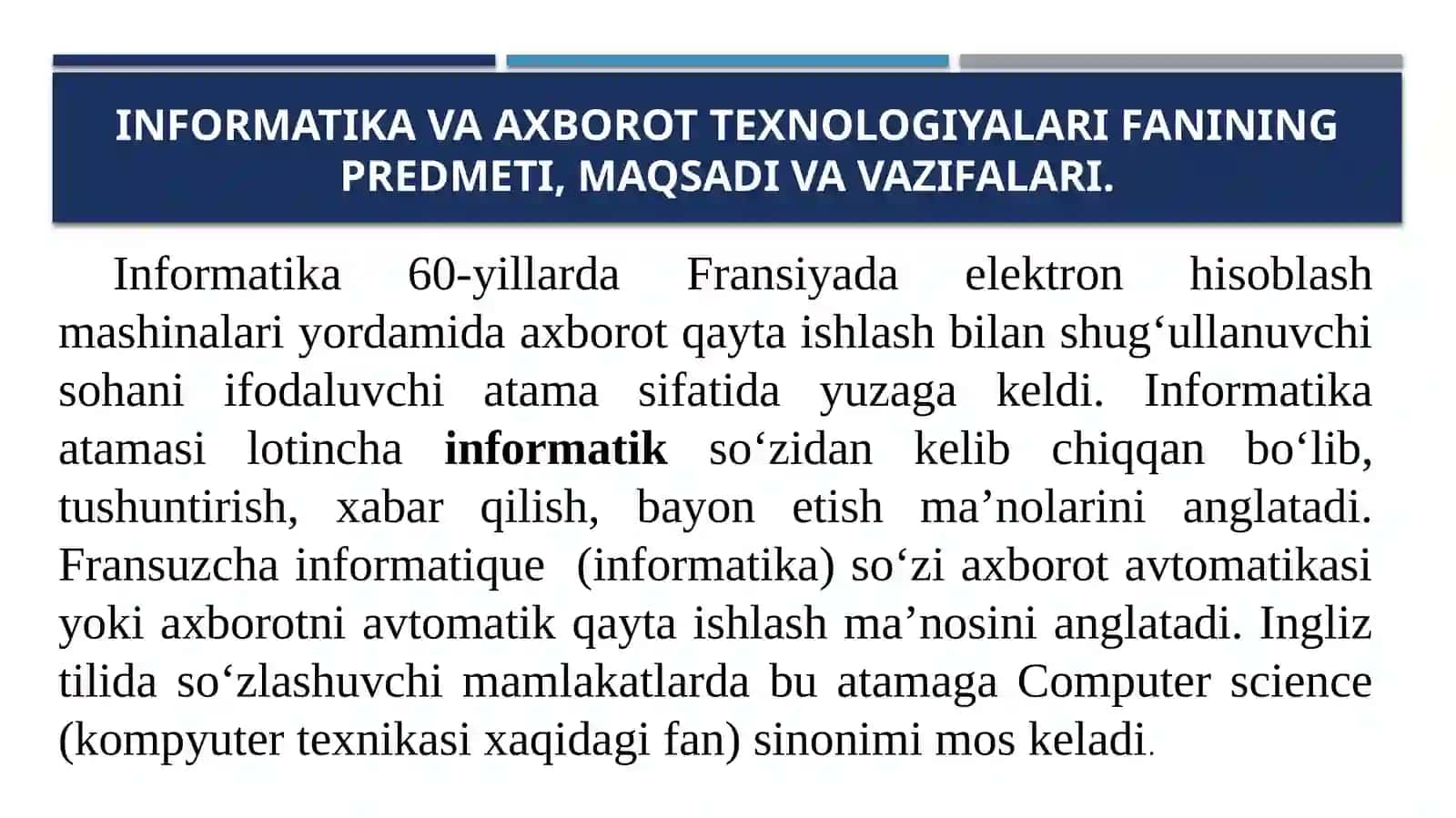 Kompyuterning fizik asoslari faniga kirish 3