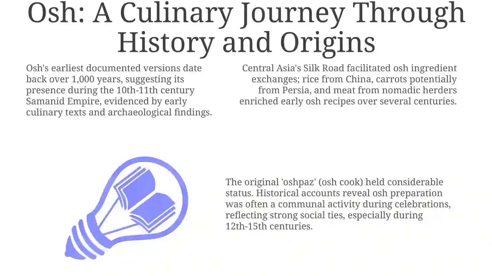 Osh: A Culinary Journey Through History and Tradition 3