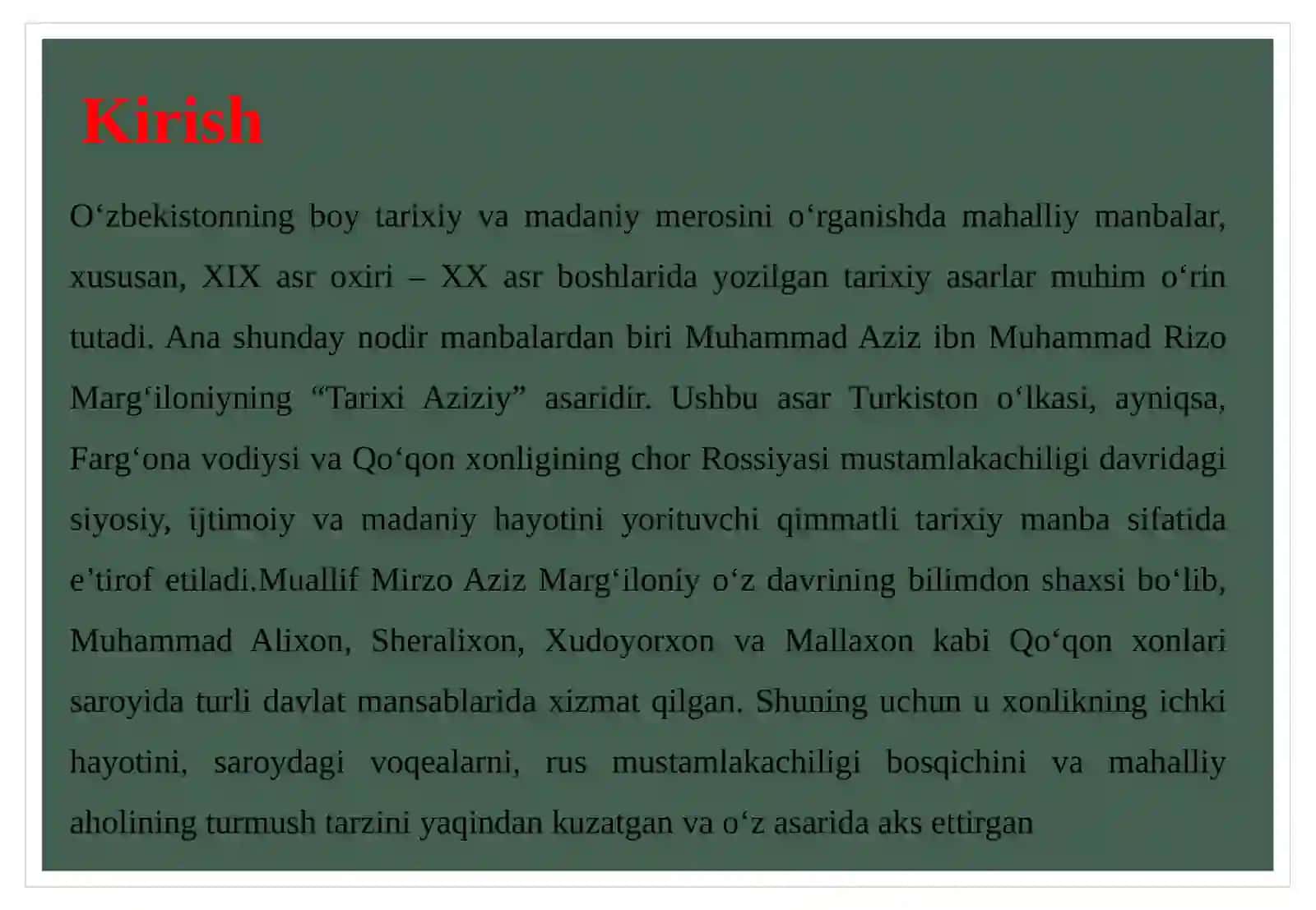 Tarixi Aziziy asarining matnshunoslik tahlili 3