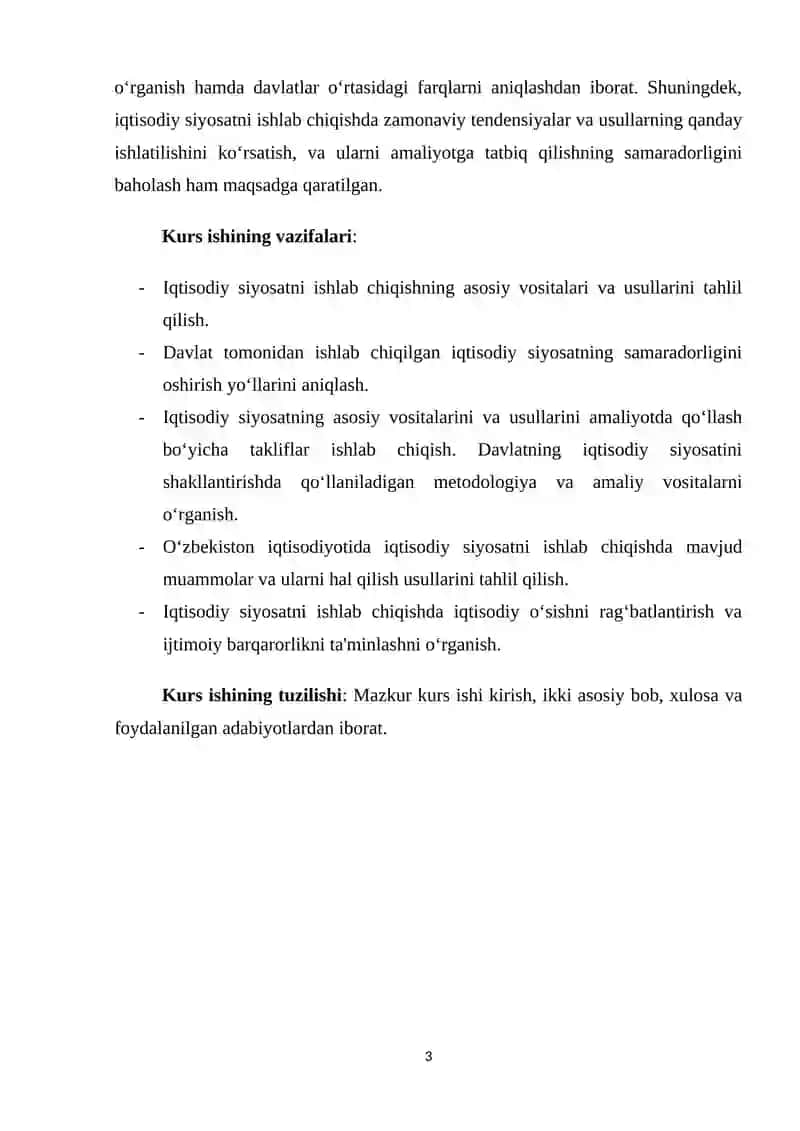 Iqtisodiy siyosatni ishlab chiqish vositalari va usullari 3