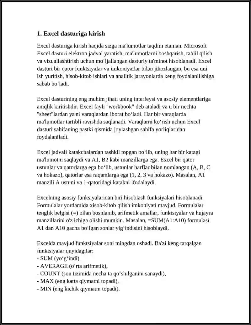 MICROSOFT EXCEL DASTURIDA ISHLASH 3