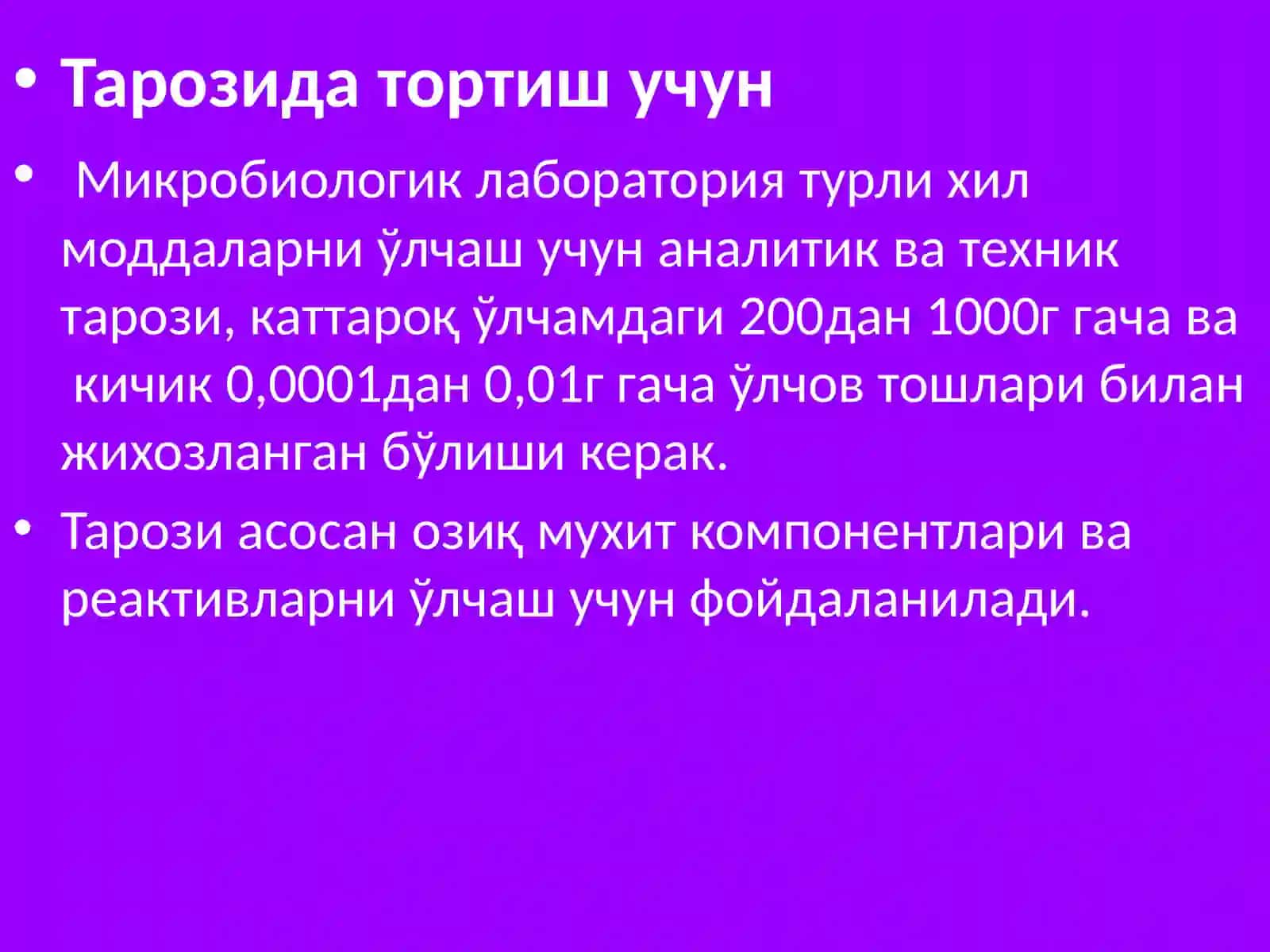 Микробиологик лабараториянинг умумий асбоб ускуналари 3