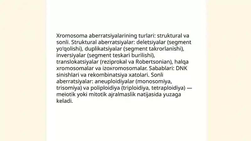 Xromosoma abberatsiyalari yoki qaytarilishi 3