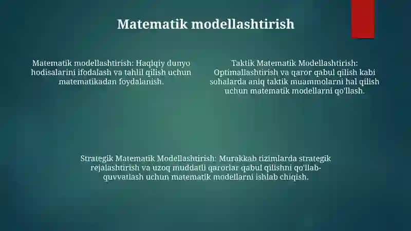 Taktik Matematik Modellashtirish. Strategik Matematik Modellashtirish 3