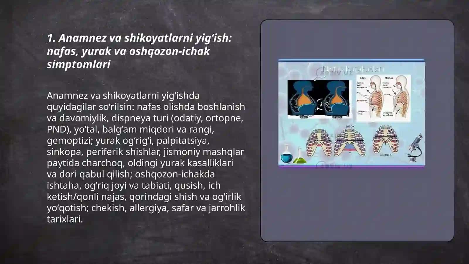 Nafas olish qon aylanish va ovqat hazm qilish aʼzolari tizimini baholash 3