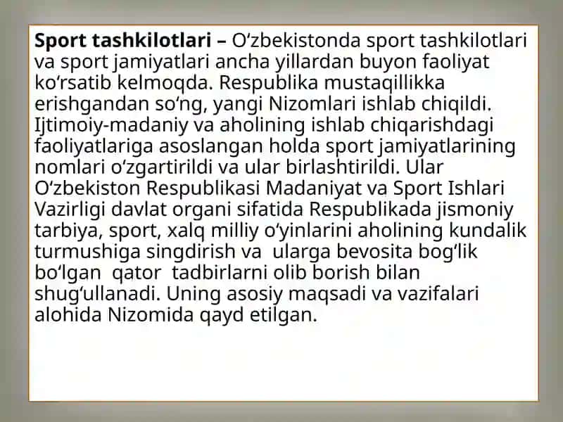 Jismoniy tarbiya va sport tashkilotlarining tuzilishi 3