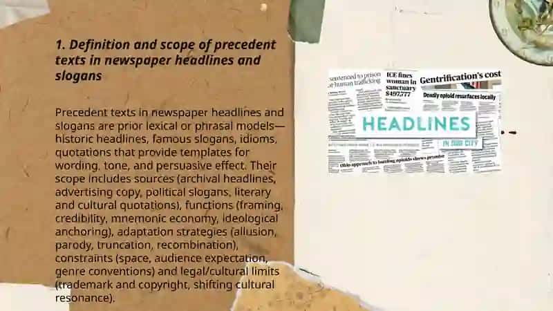 Precedent texts in newspaper headlines and slogans 3
