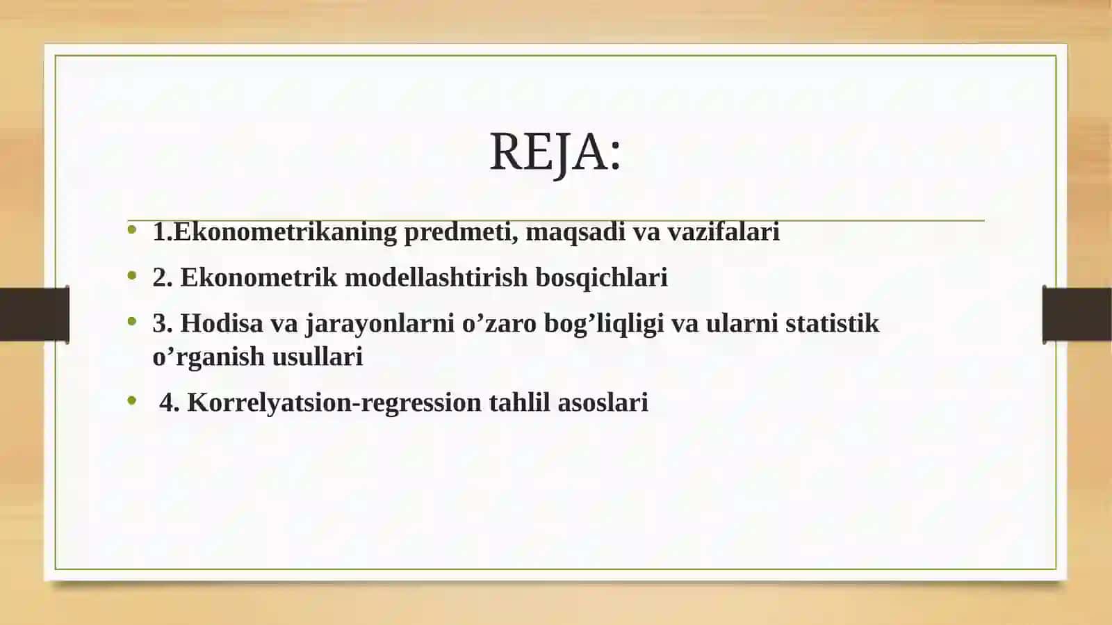Ekonometrik modellashtirish asoslari. Ekonometrik modellarning axborot ta’minoti 3