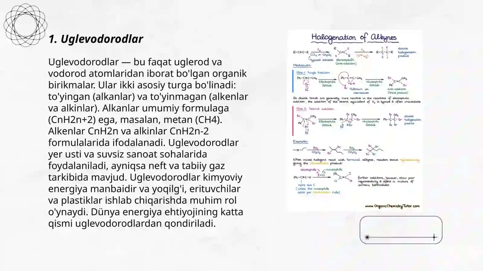 Organik kimyo asoslari. Organik birikmalarning sinflari 3