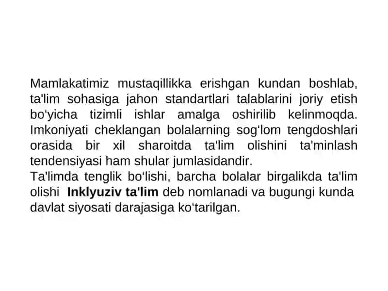 INKLYUZIV TA'LIMNING ZAMONAVIY TENDENSIYALARI 3
