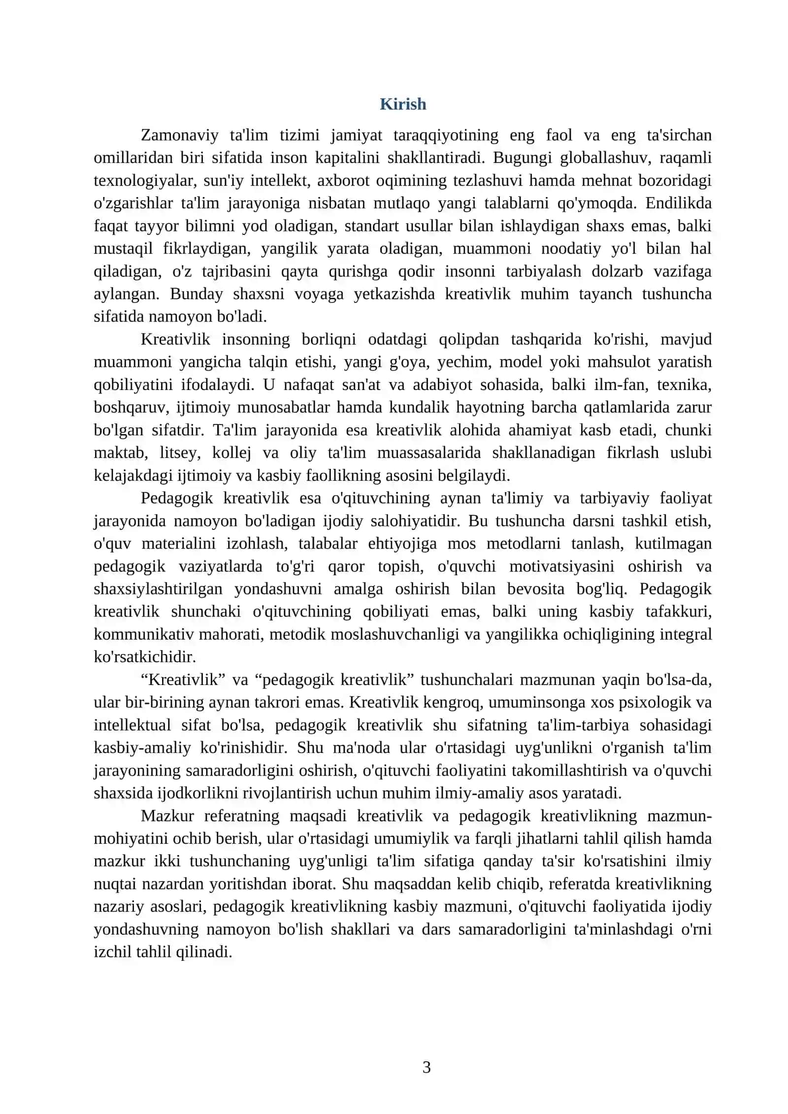 "Kreativlik" va "pedagogik kreativlik"ning uyg'unligi 3