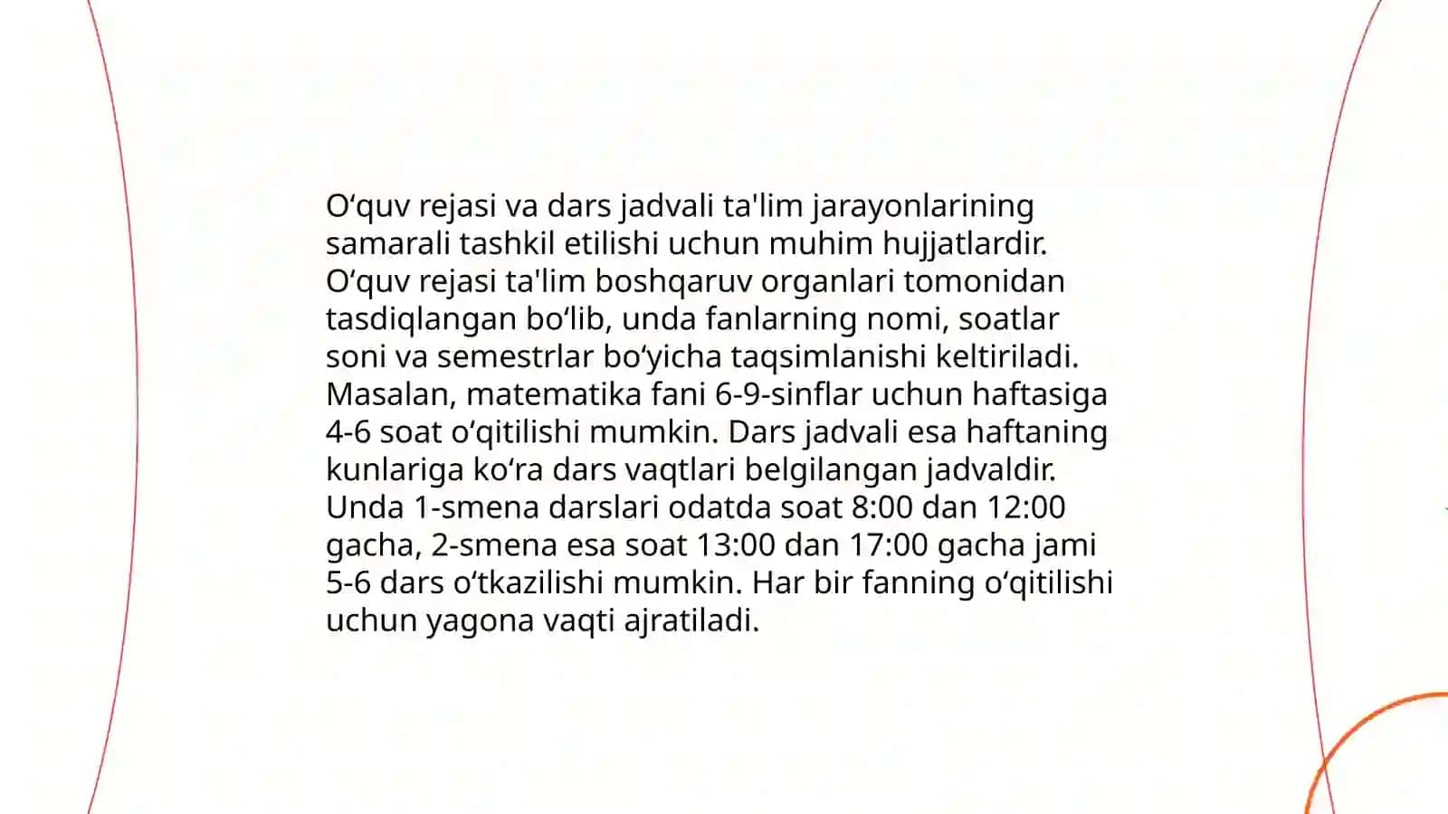 Oʻquv rejasi va dars jadvali 3