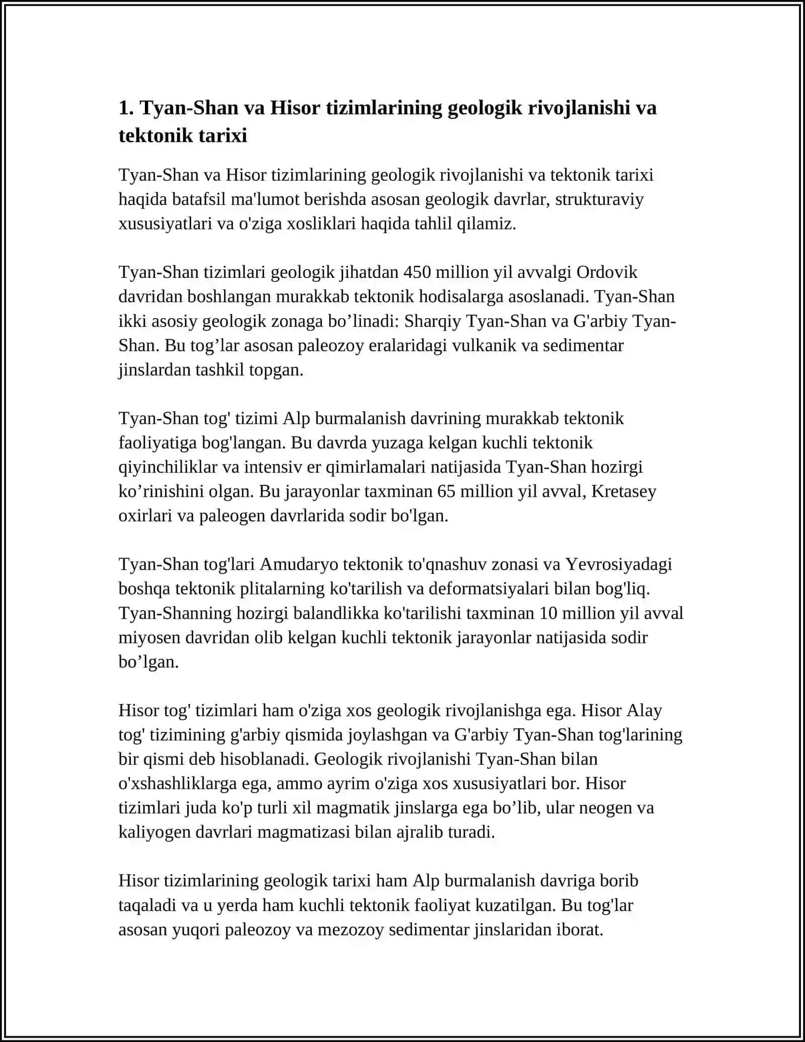 TOGʻLI HUDUDLAR: (TYANSHAN HISOR) TARIXIY GEOGRAFIK YONDASHUV 3
