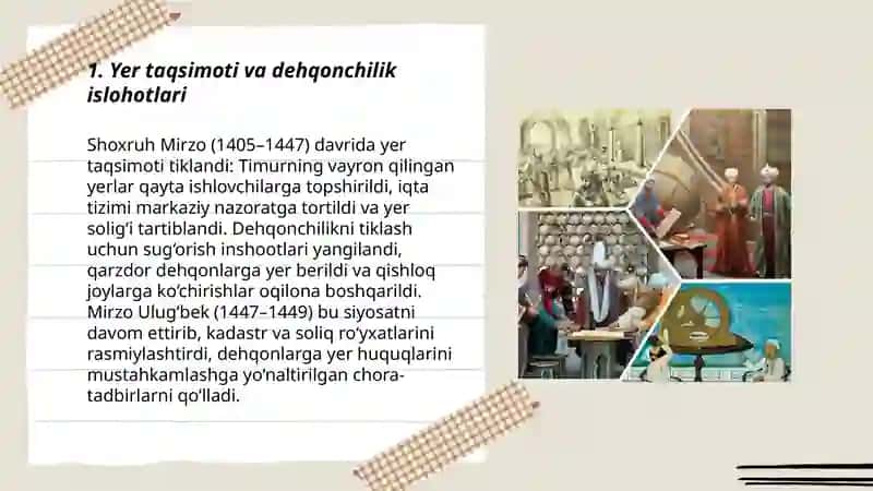 Yer taqsimoti va dehqonchilik islohotlari 3