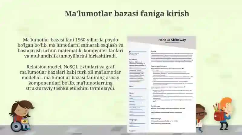 Ma'lumotlar bazasi fani tushunchasi 3