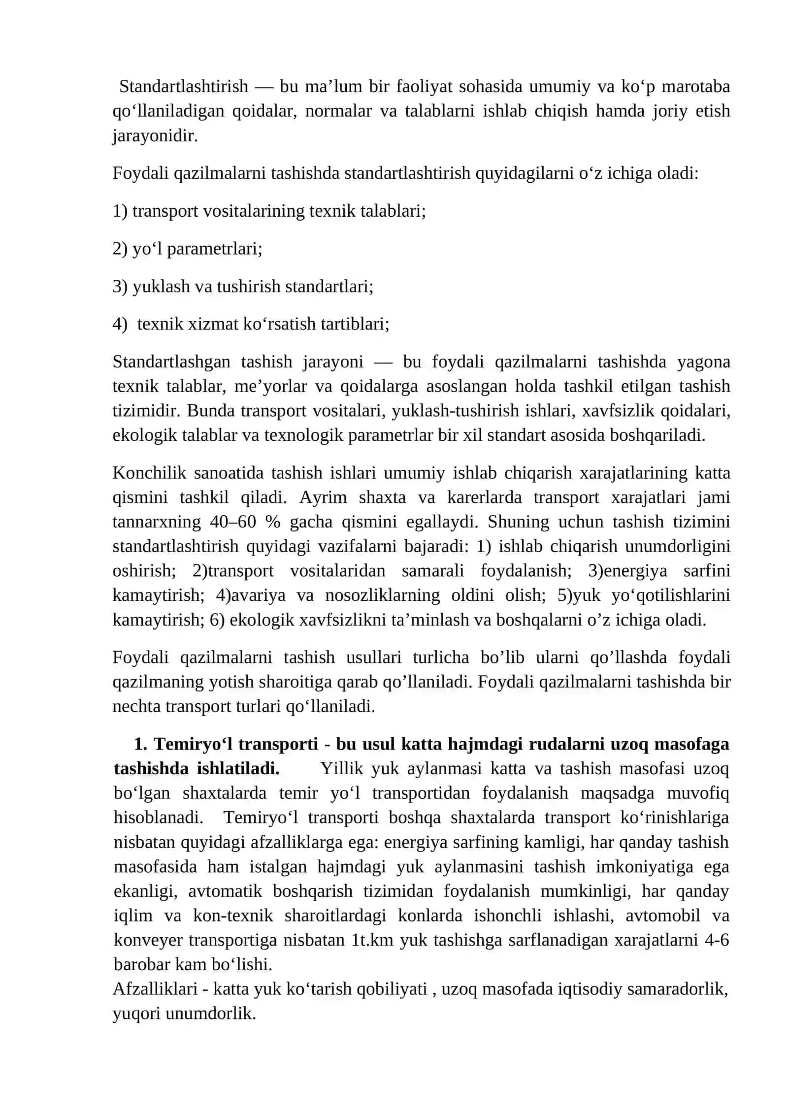 Foydali qazilmani standartlashgan tashish jarayoni 3