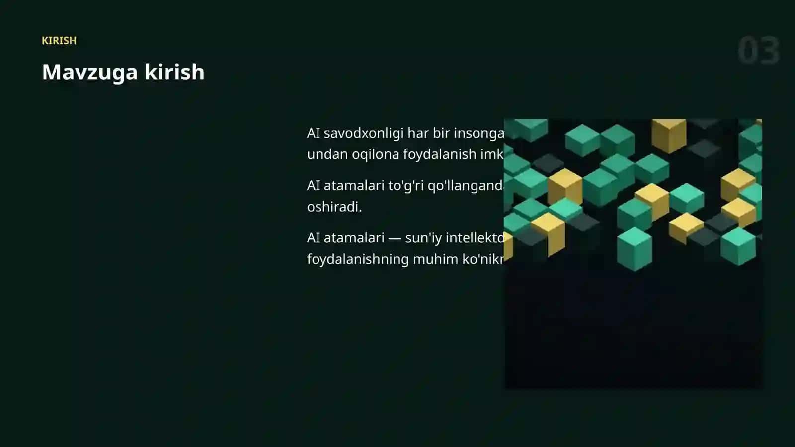 AI SAVODXONLIGI 3