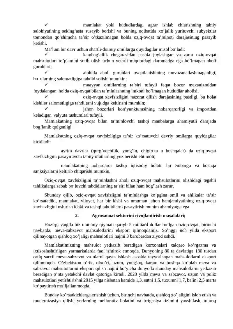Oziq-ovqat xavfsizligini ta’minlashda agrosanoat sektorini rivojlantirish 3