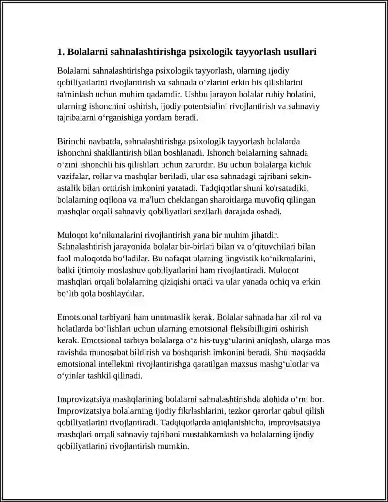 BOLALARNI SAHNALASHTIRISH FAOLIYATIGA TAYYORLASH USULLARI 3