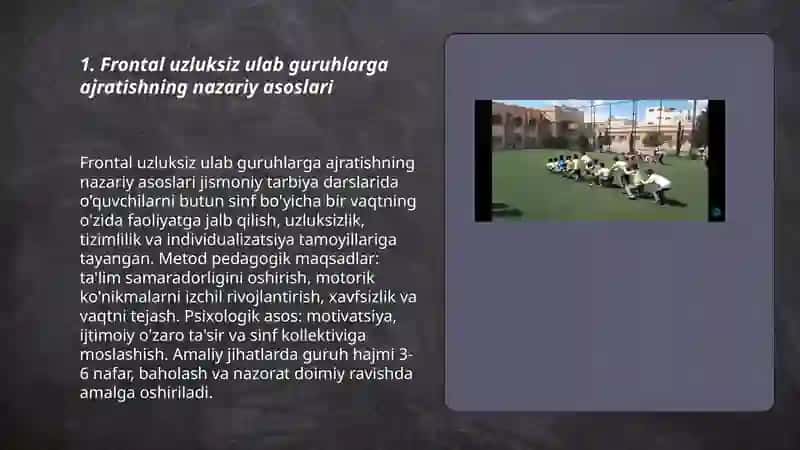 Jismoniy tarbiya darslarini tashkil qilishda frontal uzluksiz ulab guruhlarga ajratish usullari 3