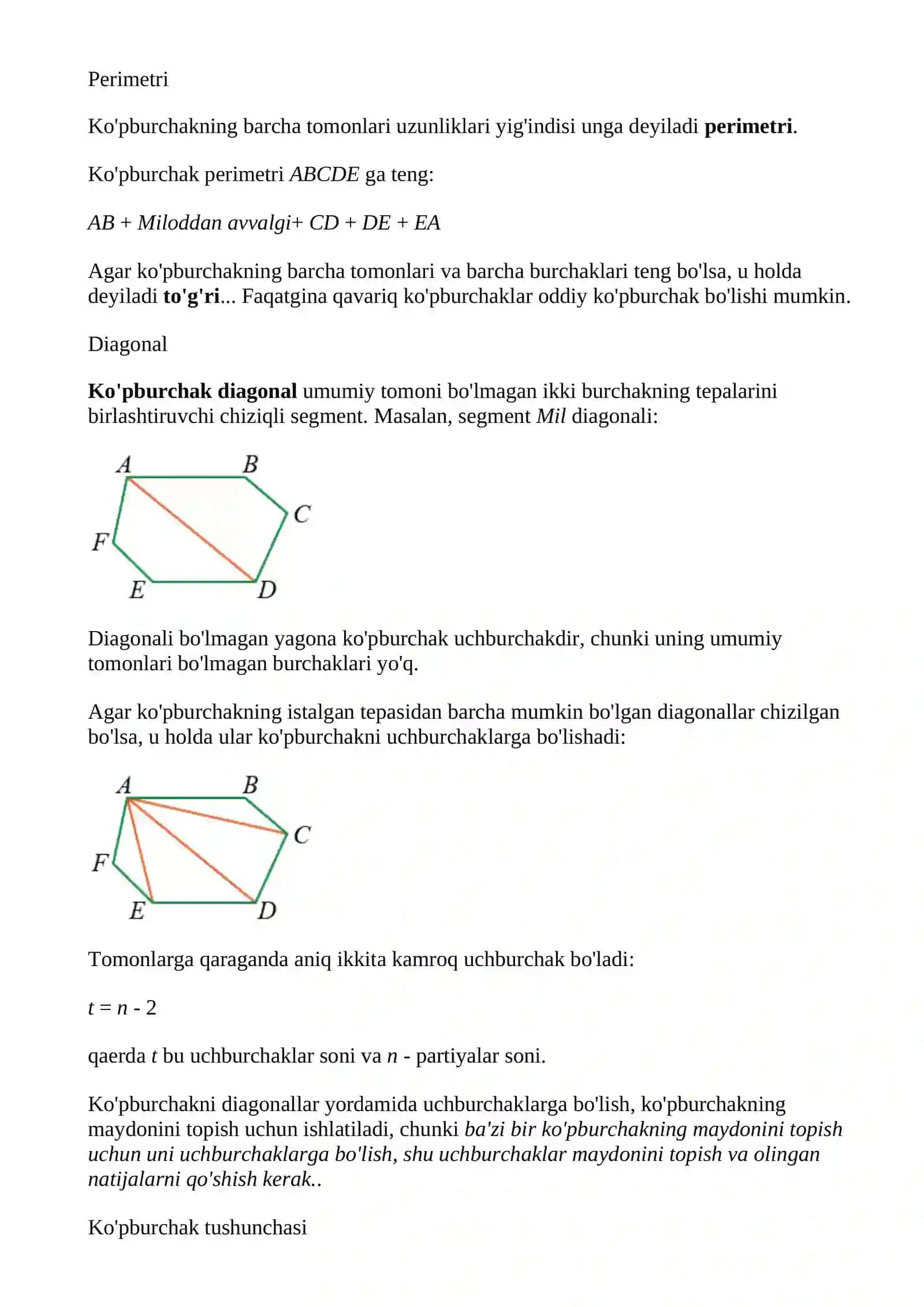 Ko'pburchaklar perimetri hamda yuzasini hisoblash 3