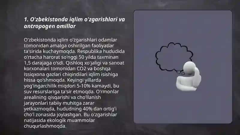 O'zbekistonda landshatlarining antiropogen o'zgarishi va tirik organizimlarga ta'siri 3