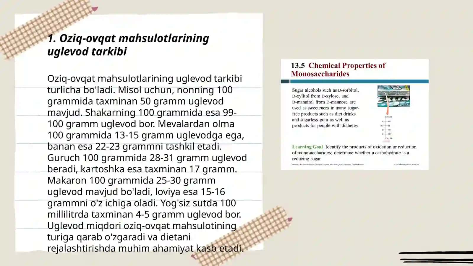 Oziq ovqat mahsulotlarning kimyoviy tarkibi 3