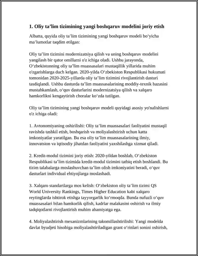 YANGI O’ZBEKISTONDA OLIY TALIM TIZIMI: ISLOHOTLARNING YANGI BOSQICHI 3