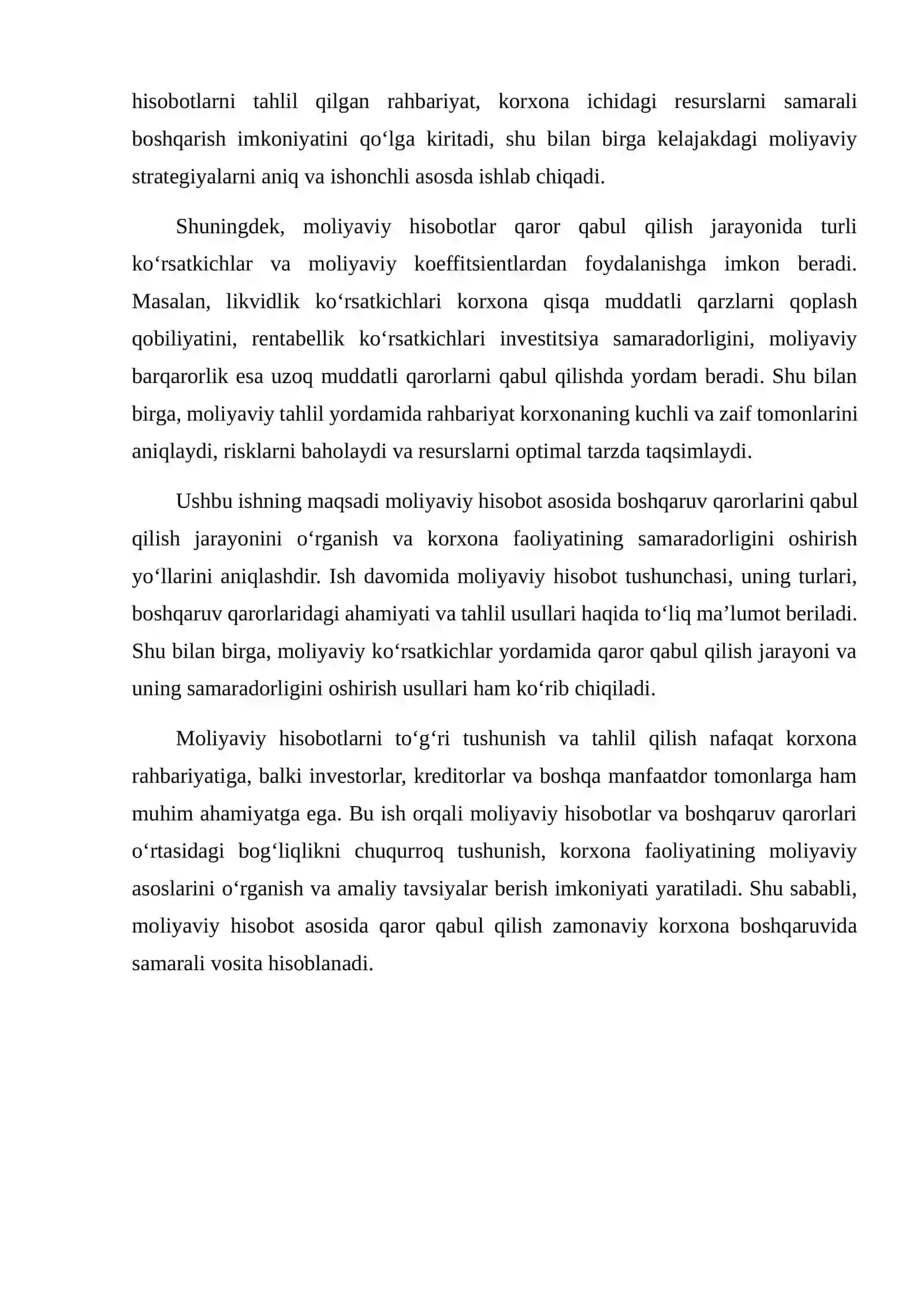 MOLIYAVIY HISOBOT ASOSIDA BOSHQARUV QARORLARINI QABUL QILISH 3