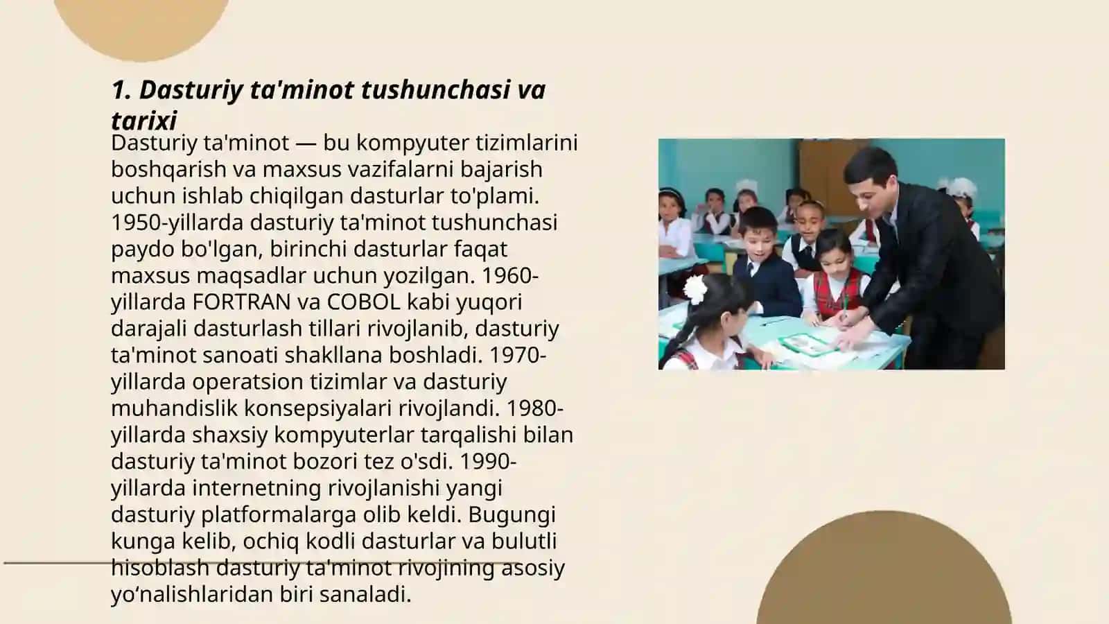 Dasturiy ta'minot bo'limini o'qitish metodikasi 3
