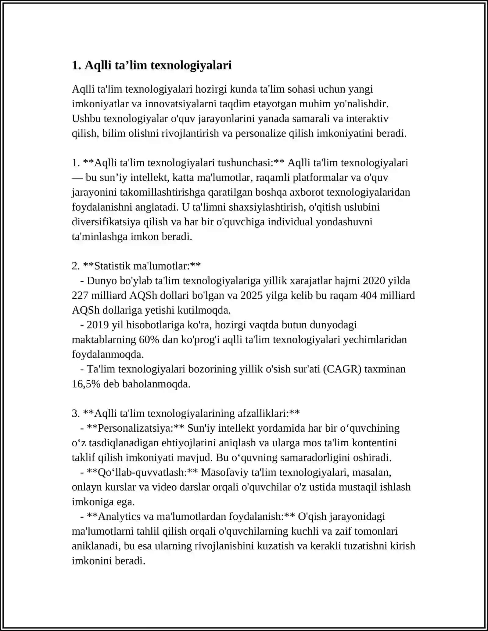 MUSTAQIL ISH Mavzu: PEDAGOGIK TEXNALOGIYALAR 3