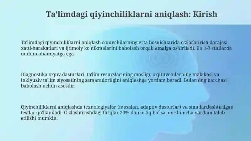 Ta'lim olganlikni tashxis etish 3