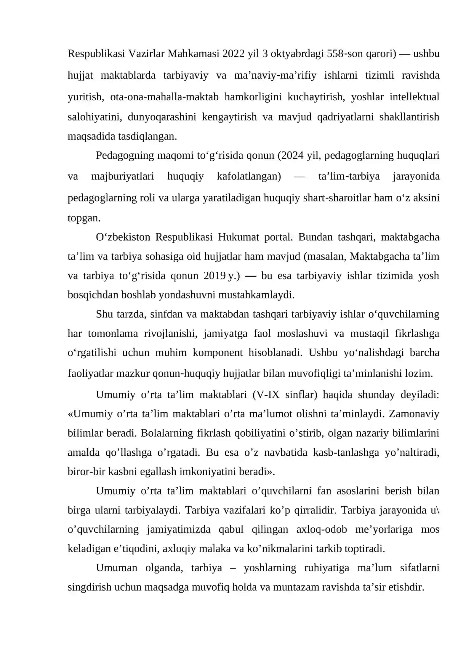 Sinfdan va maktabdan tashqari tarbiyaviy ishlarni tashkil etish 3