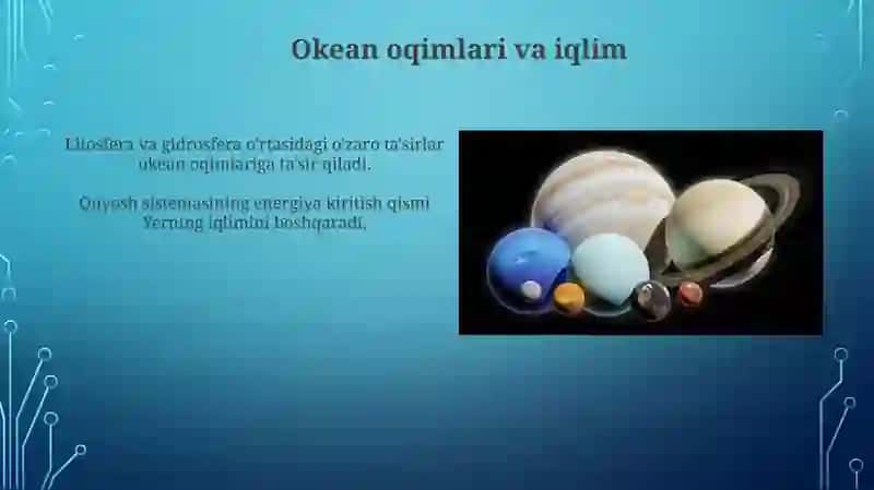 Quyosh sistemasi, litosfera gidrosfera mavzulari yuzasidan kollokvium 3