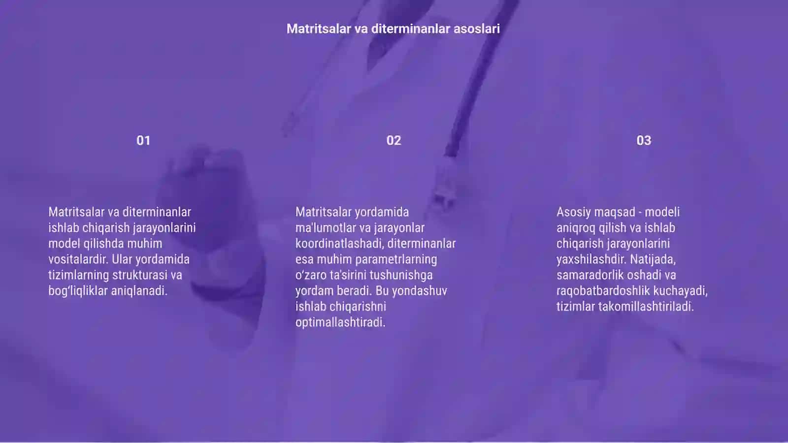 Matritsalar va diterminanlar yordamida ishlab chiqarish jarayonini modellashtirish 3