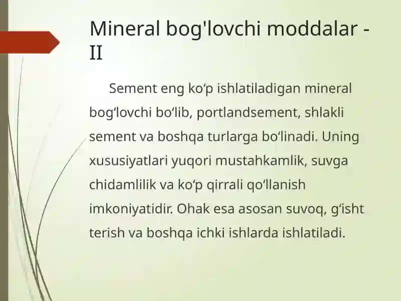 Mineral va organik bog'lovchi moddalar 3