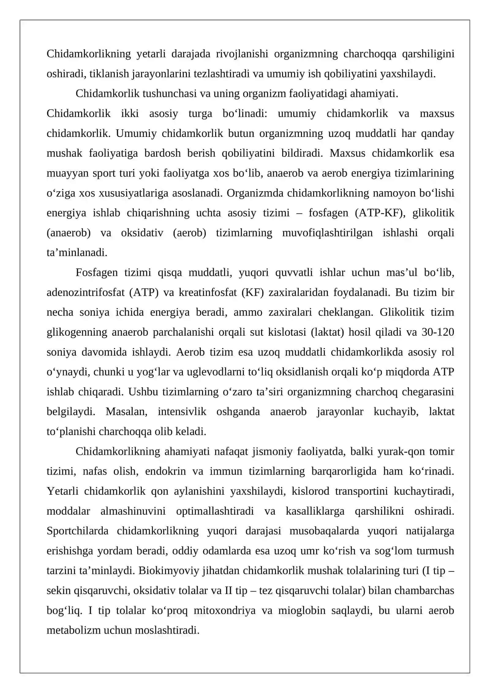 Chidamkorlikning biokimyoviy asoslari va ularning rivojlantirish usullari 3
