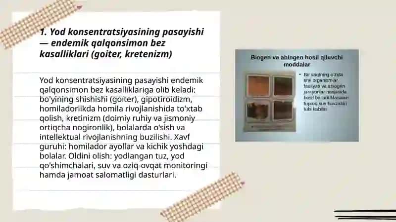 Biogen elementlar konsentratsiyasi o’zgarishi bilan bog’liq bo’lgan endemik va kasb kasalliklari 3