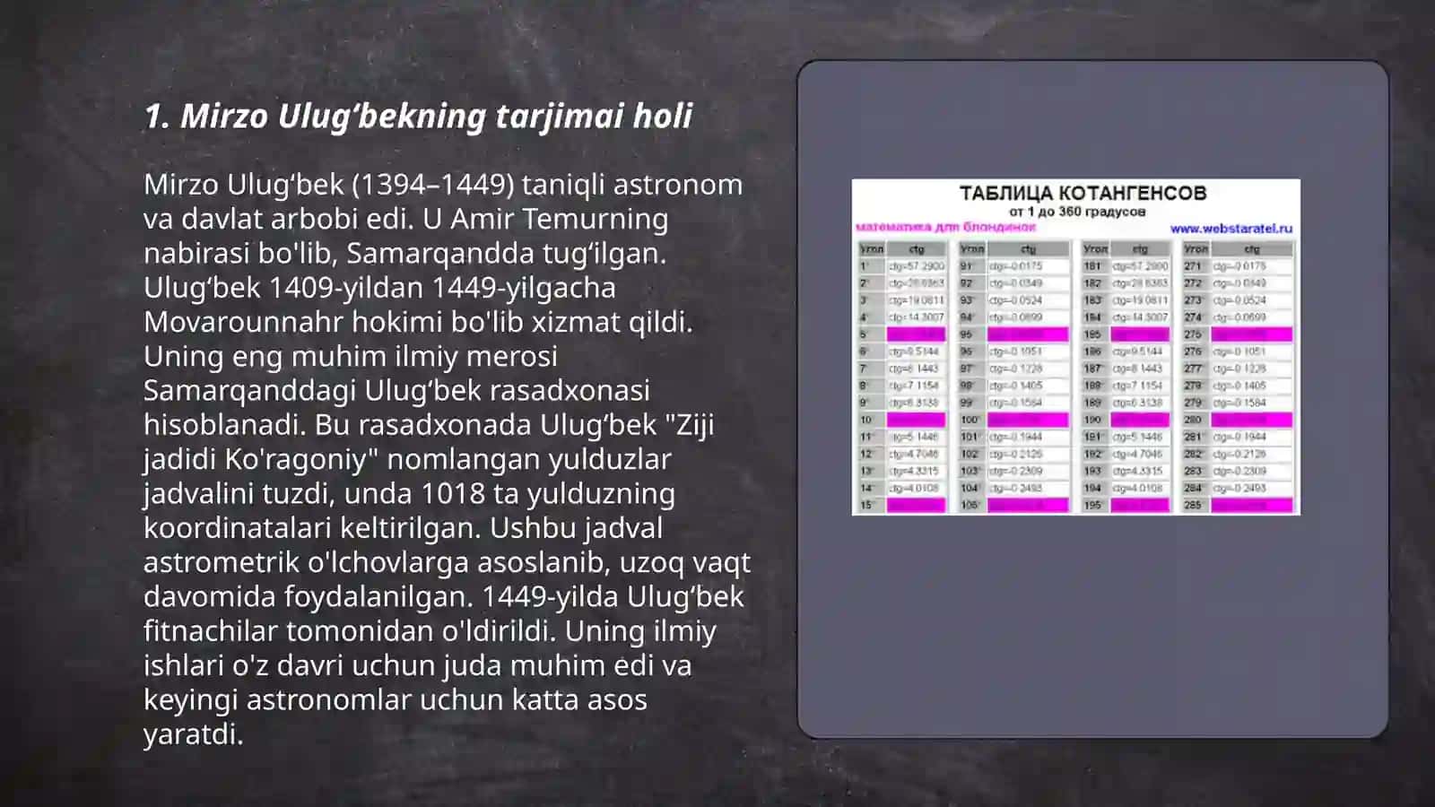 Mirzo Ulugʻbekning tarjimai holi 3