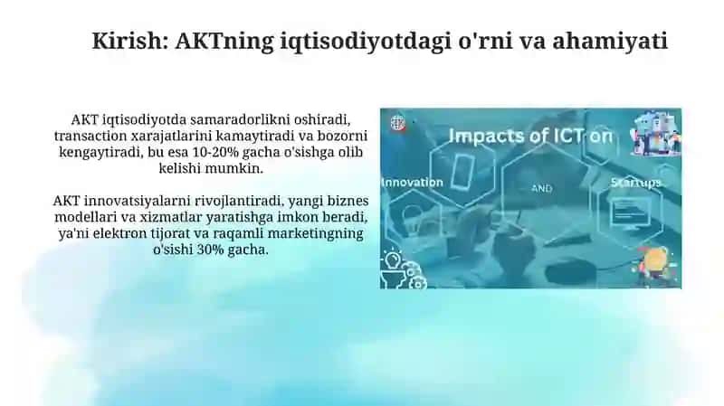 AKTning iqtisodiyotdagi o'rni va ahamiyati 3