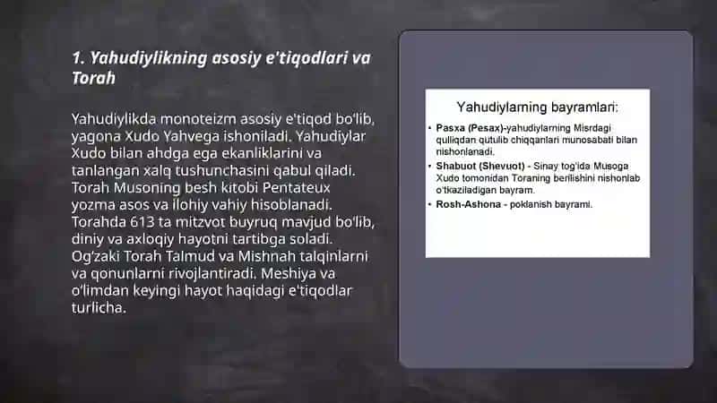 Yahudiylik ta'limoti an'ana va marosimlari 3