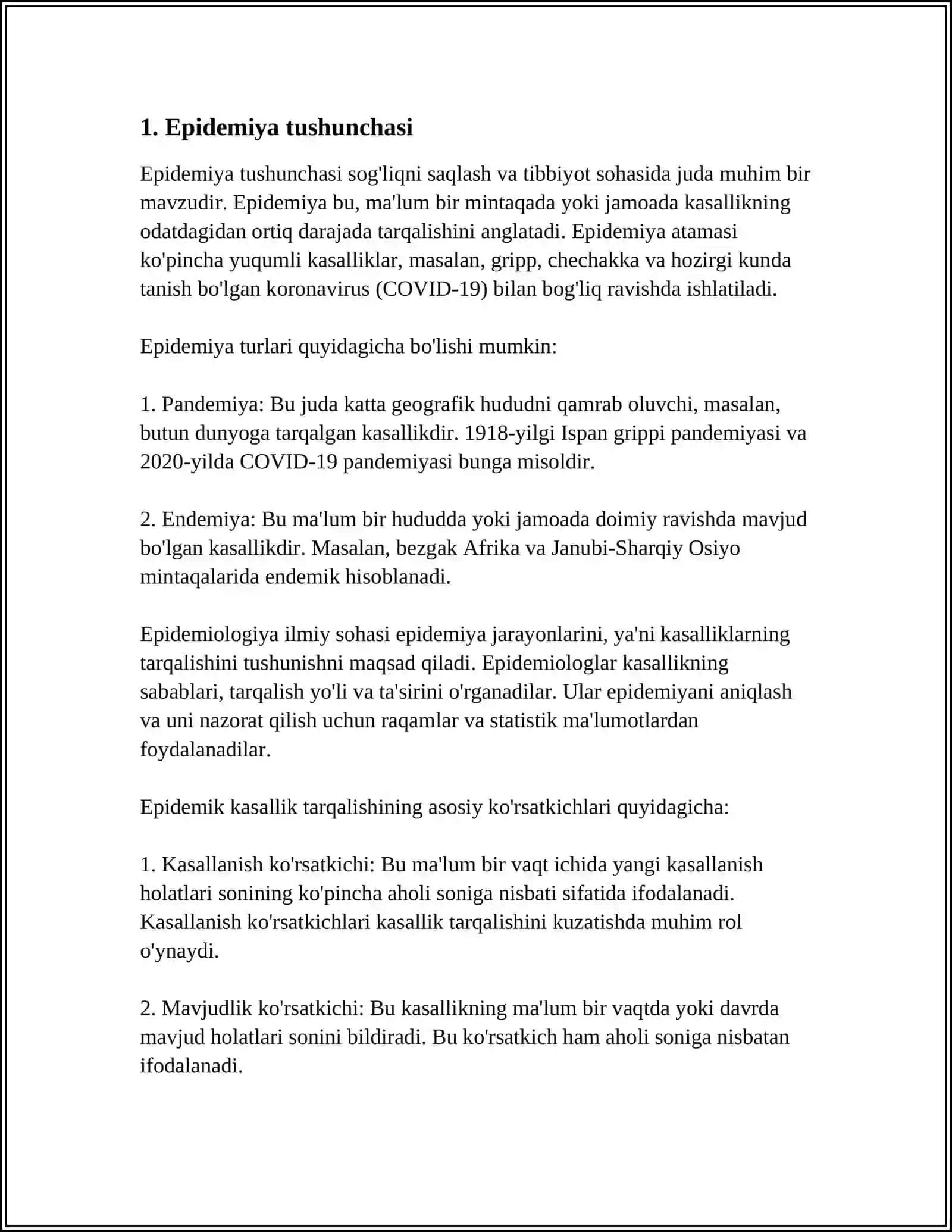 EPIDEMIYA VA UNGA QARSHI KURASHISH 3