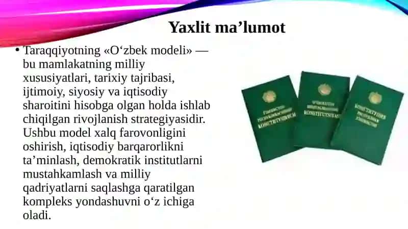 Taraqqiyotning «o'zbek modeli» va uning o'ziga xos xususiyatlari 3