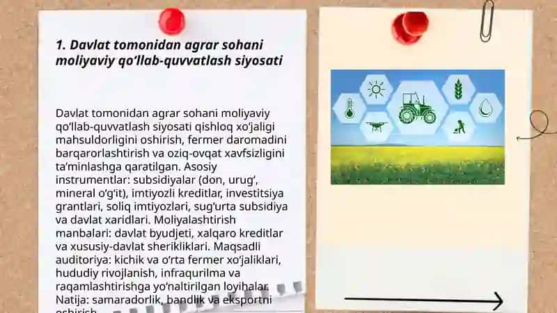 Agrar sohani rivojlantirishning iqtisodiy siyosati 3