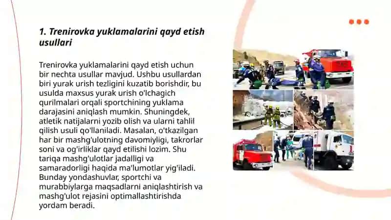 TRENIROVKA YUKLAMALARINI QAYD ETISH USULLARI. TEZKOR NAZORAT METROLOGIYASI. SPORTCHI HOLATINI TEZKOR BAHOLASH 3
